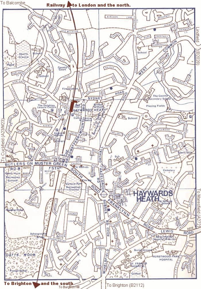 Map of Haywards Heath town centre.